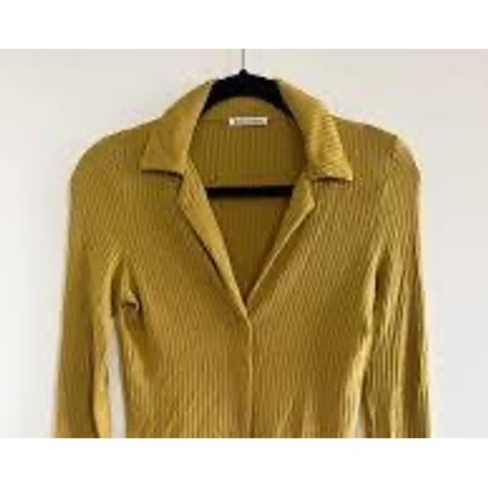 Reformation Irina Ribbed Knit Cardigan Chartruese/Olive Green Button Up Size M